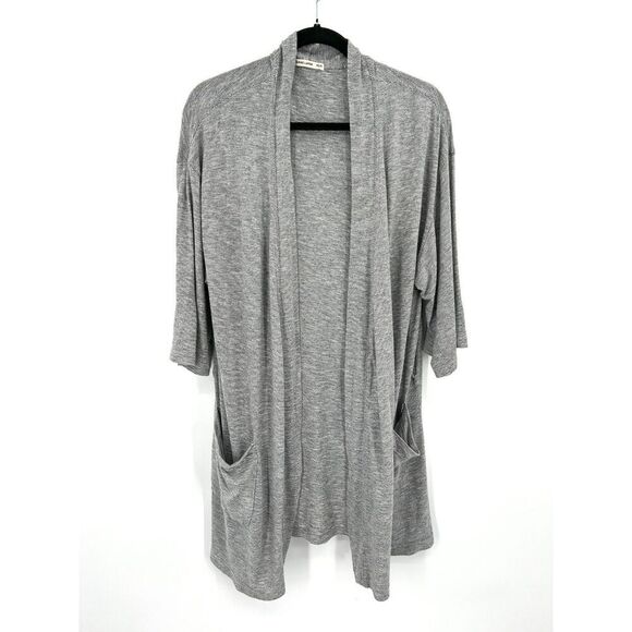 MARINE LAYER *Flawed* Gray White Striped Lightweight Half Sleeve Short Robe XS/S - Picture 1 of 6